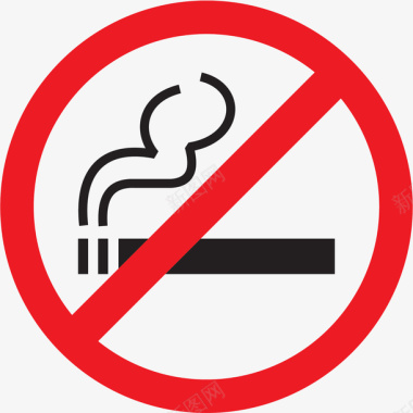 红色质感标签禁止吸烟标志png图标