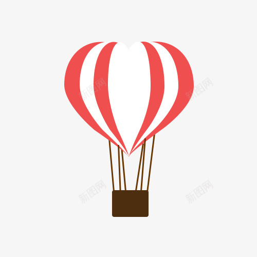 热气球红白相间png免抠素材_88icon https://88icon.com 心形 热气球 白色 空气球 红色