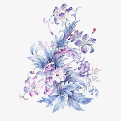 小紫花谷雨手绘花朵元素高清图片