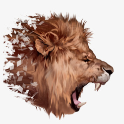 狮子怒吼手绘素材