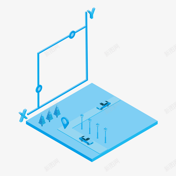 25d平面直角坐标示意图png免抠素材_88icon https://88icon.com 坐标 25d 汽车 马路