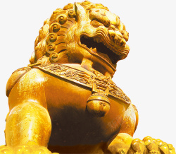 中国风雕像狮头像黄色素材