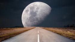月亮与马路风景图片大道马路月亮高清图片