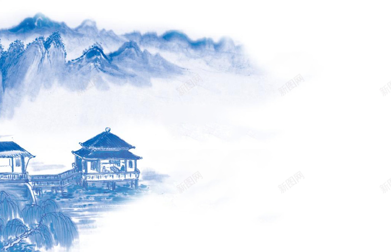 山水蓝色水墨背景jpg设计背景_88icon https://88icon.com 山水 蓝色 水墨 背景