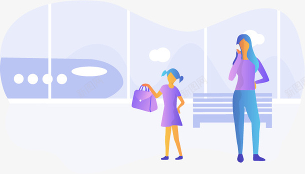 女人女儿背包高铁站png免抠素材_88icon https://88icon.com 女人 女儿 背包 高铁站