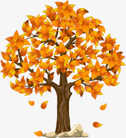秋天清新树高清插画素材一棵秋天的树高清图片