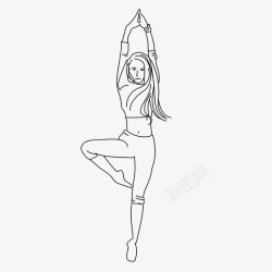 飞跃式瑜伽瑜伽树式1式线条插画高清图片
