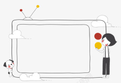 手绘创意卡通电视机素材