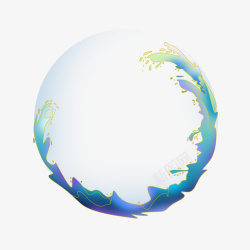 绿色护盾球形创意国潮波浪形边框高清图片