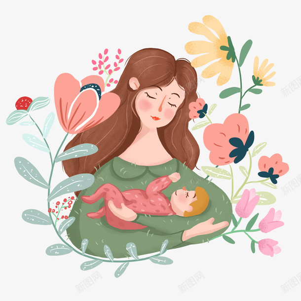 母亲节快乐插画png免抠素材_88icon https://88icon.com 母亲节快乐 植物 花朵 插画