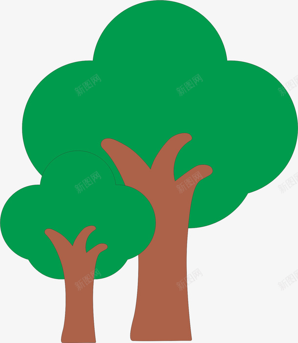 两颗树木树木png免抠素材_88icon https://88icon.com 树 树木 绿色 卡通 可爱 手绘
