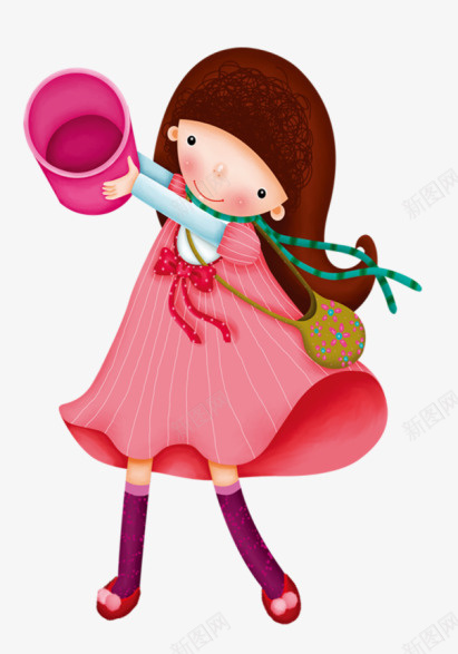 可爱卡通小女孩浇水png免抠素材_88icon https://88icon.com 可爱 卡通 小女孩 浇水