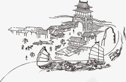 日本古代建筑古代建筑线稿高清图片