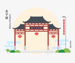 古建筑南京夫子庙插画高清图片