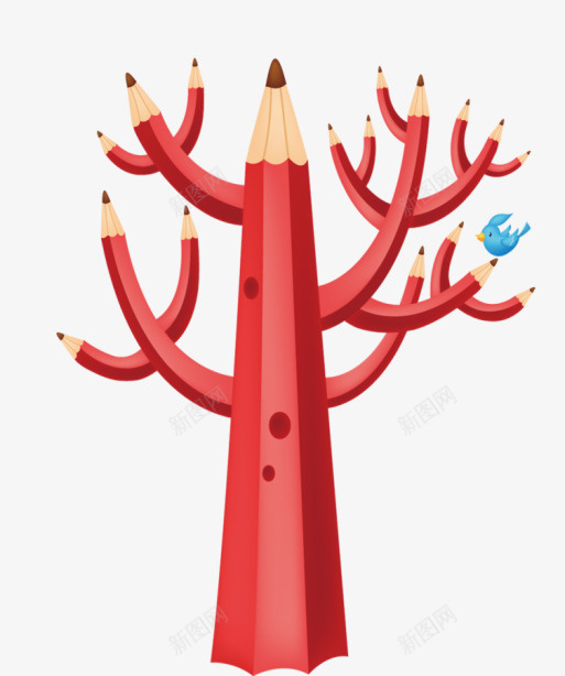 卡通创意可爱铅笔树png免抠素材_88icon https://88icon.com 创意 卡通 卡通红树 可爱 树 铅笔