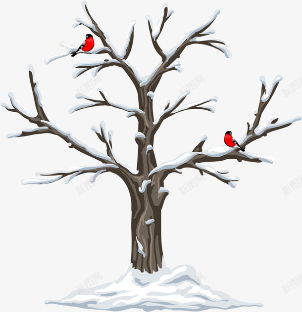 中国风手绘冬天的树png免抠素材_88icon https://88icon.com 中国风 手绘 冬天 雪 树 雪覆盖树 鸟