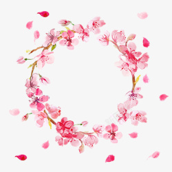 桃花花环花环粉色樱花花朵高清图片