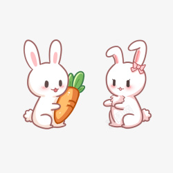 可爱情侣送萝卜的兔子高清图片