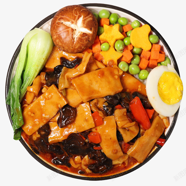 干锅千叶豆腐套餐饭png免抠素材_88icon https://88icon.com 干锅千叶豆腐 套餐饭 香菇 青菜 蛋
