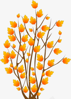 枯黄梧桐树叶高清精美手绘秋天的梧桐树插画素材高清图片