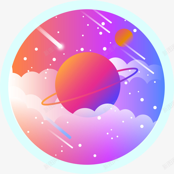 绚烂星球小插画ai免抠素材_88icon https://88icon.com 星球 插画 小星球 流星