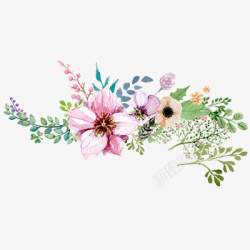 小紫花谷雨手绘花朵元素高清图片