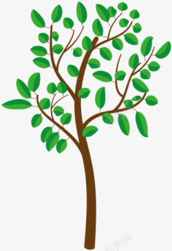 树干植物高清卡通绿叶树插画素材高清图片