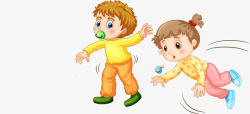 卡通小孩玩耍素材