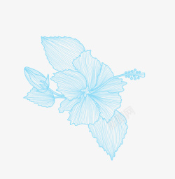 浅蓝色手绘清新花朵素材