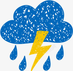 气象天气手绘涂鸦风格气象下雨图标高清图片