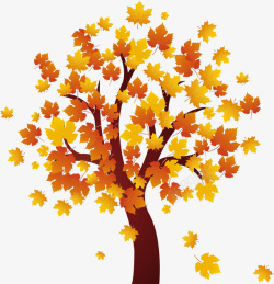 枫叶插画素材精美手绘秋天枫树插画高清图片