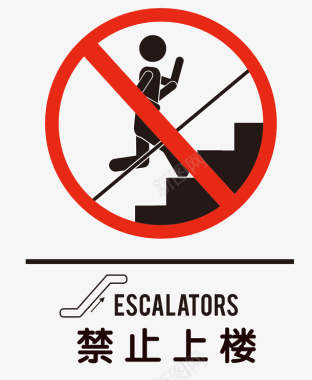日月系列警示标识禁止上楼元素图标