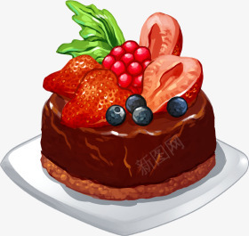 cw2dishchocolatefruitcheesecakelarge彩绘美食png免抠素材_88icon https://88icon.com 彩绘 美食