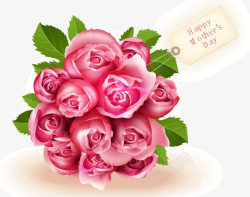 母亲节粉色玫瑰花束植物装饰花边素材