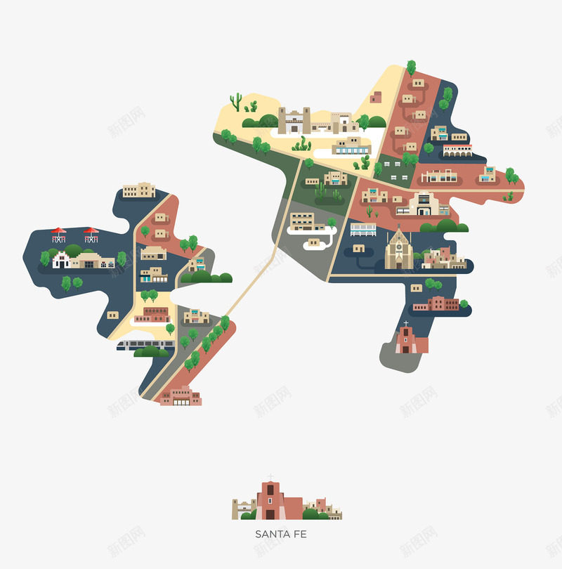 Illustration Cities of America by Jing Zhang导览图png免抠素材_88icon https://88icon.com 导览