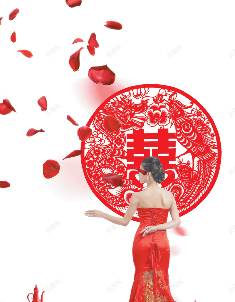 商务结婚喜庆H5背景psd设计背景_88icon https://88icon.com 商务 喜字 喜庆 新娘 结婚 红色 花瓣 结婚背景 婚礼 婚庆