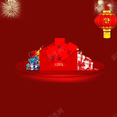 元旦喜庆中国红主图背景