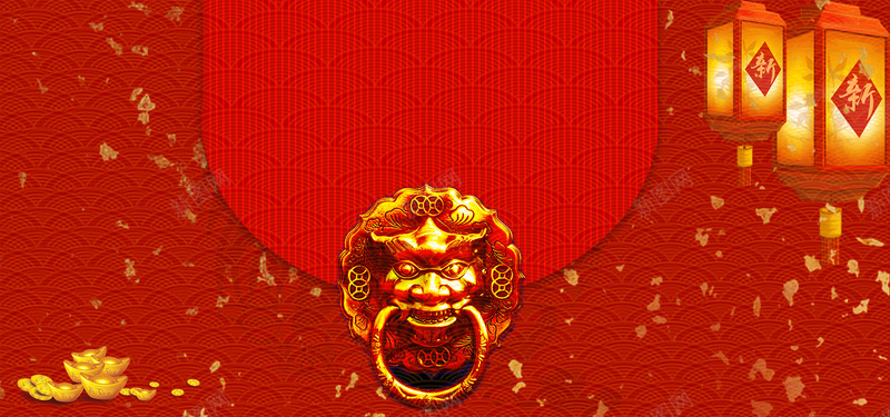 淘宝红色霸气开门红宣传中国风红色海报背景背景