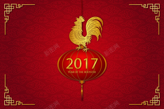 中式2017新年晚会背景素材背景