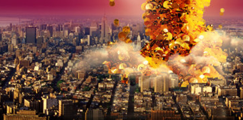 抽象城市爆炸H5背景元素jpg设计背景_88icon https://88icon.com 直升机 城市 爆炸 红色 飞机 金色 抽象