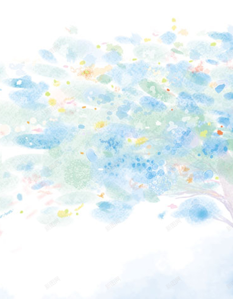手绘树木H5背景jpg设计背景_88icon https://88icon.com 梦幻 抽象 唯美 树木 涂鸦 蓝色 卡通 童趣 手绘