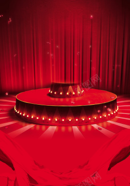 红色幕布舞台背景素材背景
