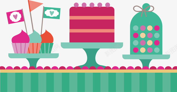 绿色下午茶甜点桌eps免抠素材_88icon https://88icon.com 矢量png 甜点派对 绿色桌子 卡通甜点 彩色蛋糕 蛋糕