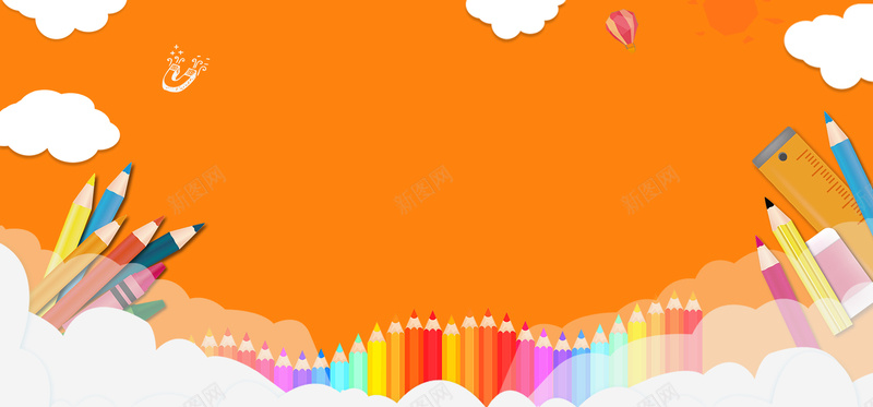 开学季橙色简约铅笔电商促销bannerjpg设计背景_88icon https://88icon.com 开学季 橙色 电商 简约 铅笔 促销 banner 可爱