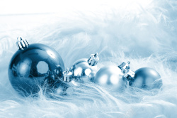 绒毛毯圣诞节装饰球蓝色绒毛毯背景素材高清图片