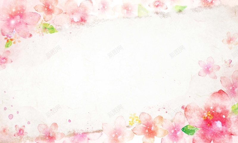 水彩手绘粉色花朵背景psd设计背景_88icon https://88icon.com 粉色花朵 花朵边框 手绘 水彩 白色 卡通 童趣