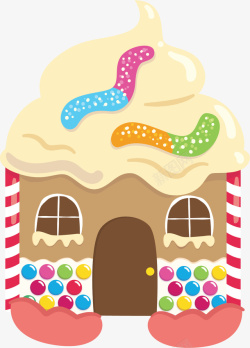 彩色奶油蛋糕卡通糖果奶油小屋高清图片