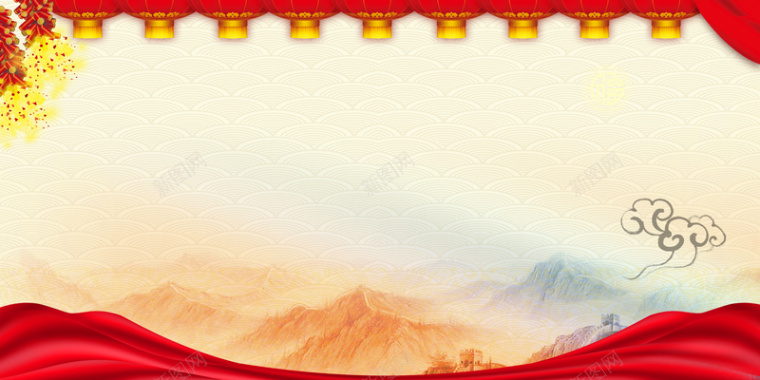 中国风喜庆红色新年鸡年海报背景