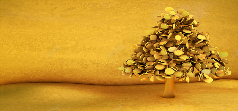 金色发财树金融背景背景
