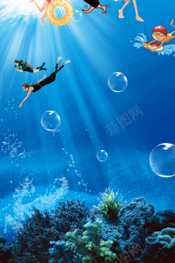水中风水上乐园宣传海报背景素材背景